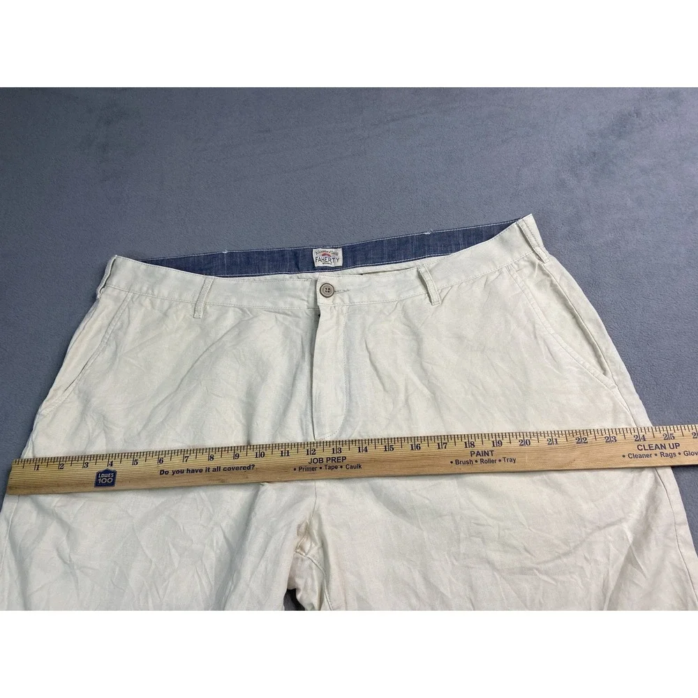 Faherty Shorts Mens 38 Beige‎ Malibu Chino Linen Cotton Casual 9.5